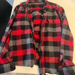 Chaps Denim flannel zip up size XL
